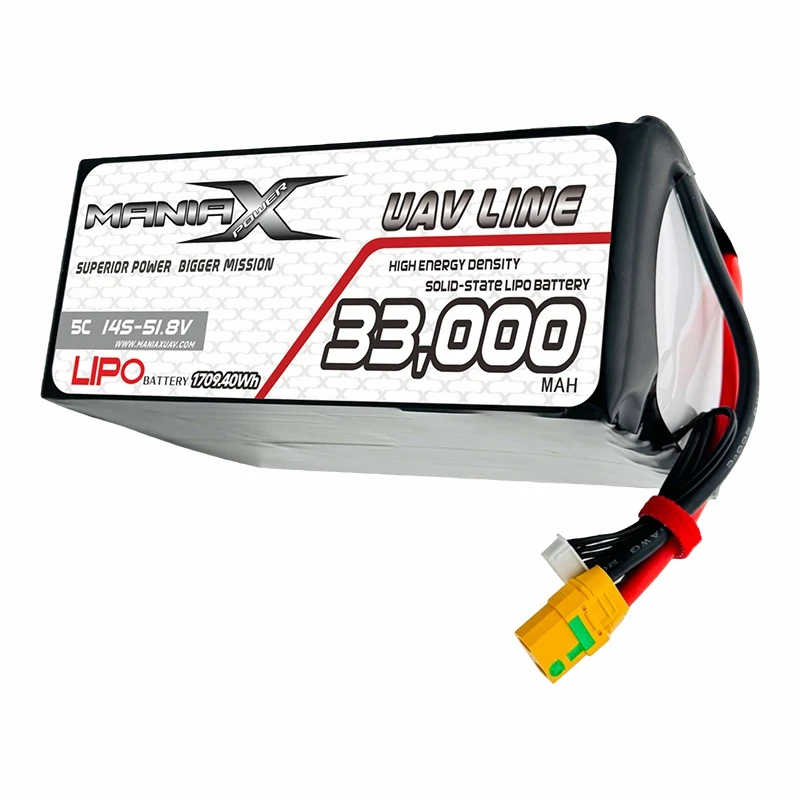 400Wh/Kg सॉलिड-स्टेट लिपो 14S-51.8V 33,000mAh 5C ड्रोन/ UAV/eVTOL/मल्टी-रोटर्स बैटरी